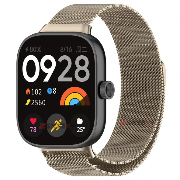 Sneezy Xiaomi Redmi Watch 4 Uyumlu Woven Wire Tasarım Metal Hasır Kordon  Starlight ürün görseli 1