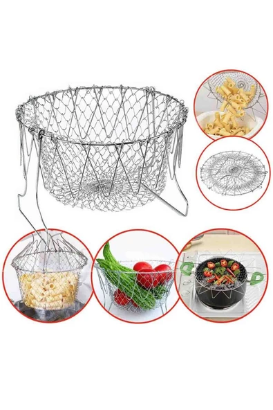 Çok Fonksiyonlu Pratik Süzgeç Katlanır - Kızartma Haşlama Aparatı -Chef Basket ürün görseli 1
