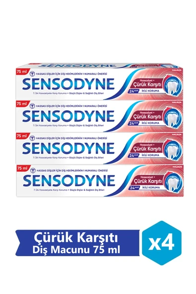 Sensodyne Hassasiyet + Çürük Karşıtı Diş Macunu 75 ml x 4 Adet ürün görseli 1
