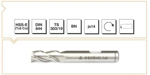 Makina Takım HSS DIN 844 BN Silindirik Saplı Parmak Freze 13 mm (Kısa)-MTE B00276181300 ürün görseli 1