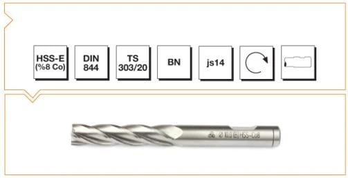 Makina Takım HSSE CO8 DIN 844/BN Parmak Freze 15 mm(Uzun)-MTE B00276221500 ürün görseli 1