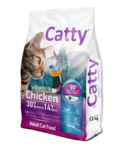 Catty Colourmix Tavuklu Renkli Yetişkin Kedi Maması 1.5 Kg ürün görseli 1