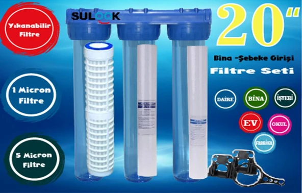 Sulook 20 Inç Bina ,daire, Şebeke Girişi Su Arıtma Sistemi Komple Set ürün görseli 1
