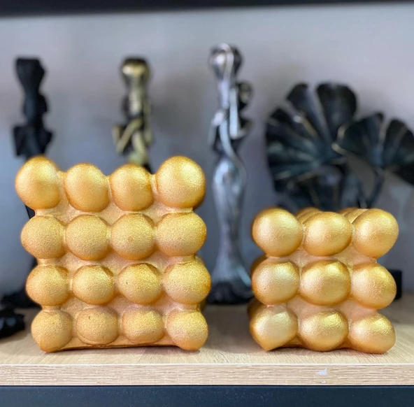 Dekoratif 2 Li Bubble Biblo Polyester Gold Renkli ürün görseli 1