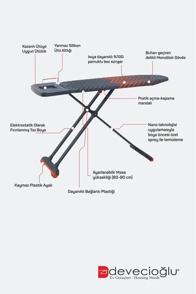 Devecioğlu Harbinger MM164 TrendBoard Yeni Model Ütü Masası - Resim 4