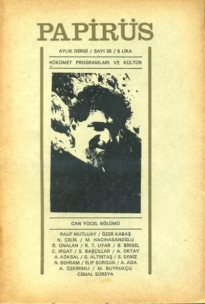 Papirüs Aylık Dergi Sayı 33 Mart 1969 ürün görseli 1