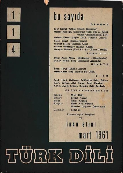 Türk Dili 114 Mart 1961 İran Şiiri ürün görseli 1