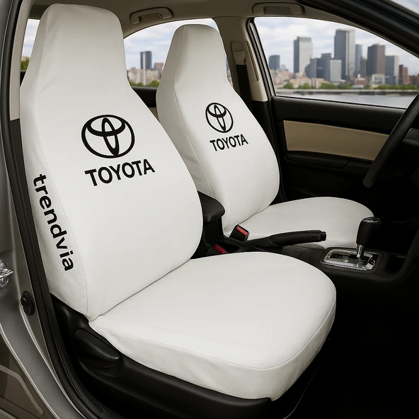 Toyota Beyaz Renk Ön Arka Koltuk Kılıfı Penye Servis Tipi Araba Koltuk Koruyucu ürün görseli 1
