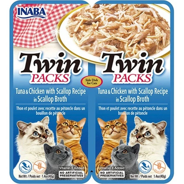 Ciao Twins Churu Ton Balıklı , Tavuklu Deniz Taraklı Kedi Çorbası 2 X 40 gr ürün görseli 1