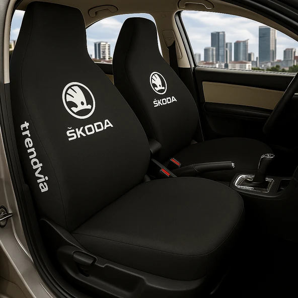 Skoda Siyah Ön Arka Koltuk Kılıfı Penye Servis Tipi Araba Koltuk Koruyucu ürün görseli 1