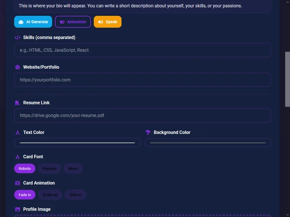 AI Profile Card Generator - Resim 2