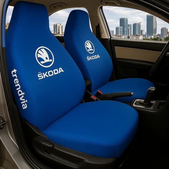 Skoda Mavi Renk Ön Arka Koltuk Kılıfı Penye Servis Tipi Araba Koltuk Koruyucu ürün görseli 1