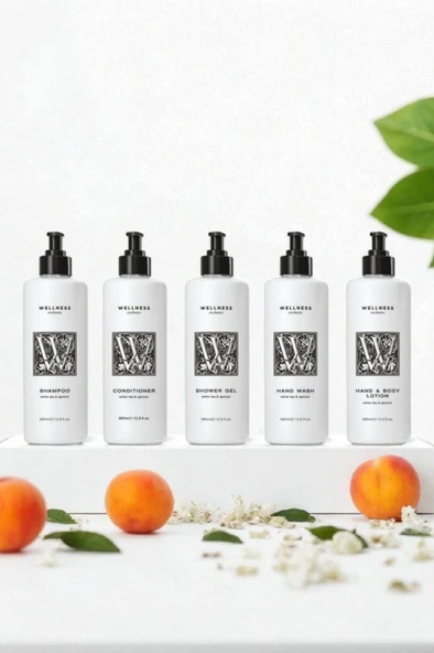 Wellness Exclusive White Tea & Apricot Shampoo 380 ml+Conditioner 380 ml+Shower Gel 380 ml+Hand Wash 380 ml+Hand & Body Lotion 380 ml ürün görseli 1