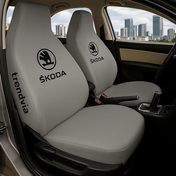 Skoda Gri Renk Ön Arka Koltuk Kılıfı Penye Servis Tipi Araba Koltuk Koruyucu ürün görseli 1