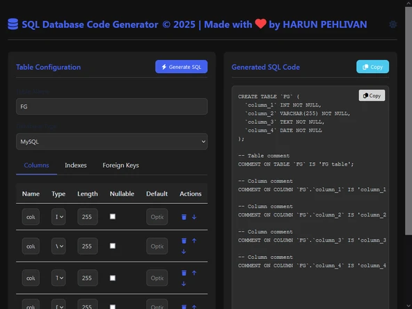 SQL Database Code Generator - Resim 10