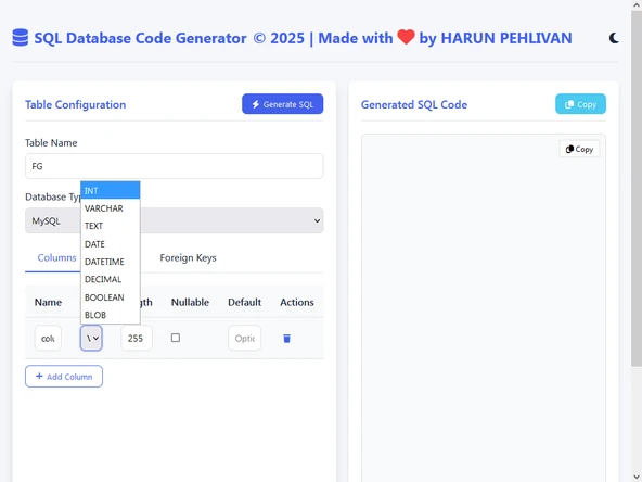 SQL Database Code Generator - Resim 4