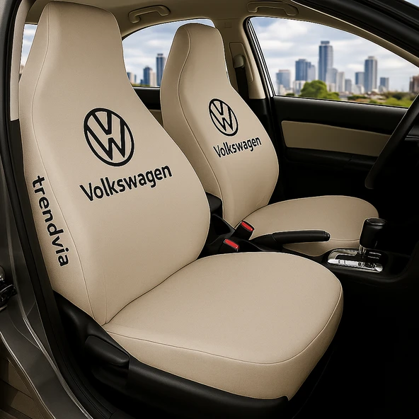 Volkswagen Bej Renk Ön Arka Koltuk Kılıfı Penye Servis Tipi Araba Koltuk Koruyucu ürün görseli 1