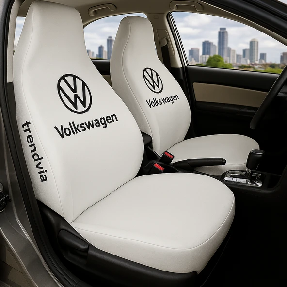 Volkswagen Beyaz Renk Ön Arka Koltuk Kılıfı Penye Servis Tipi Araba Koltuk Koruyucu ürün görseli 1