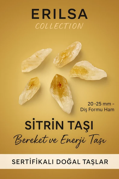 Sertifikalı Brezilya Menşeli Sitrin Taşı Kütle – Ham Diş Formu Doğal Taş 20-25 mm ürün görseli 1