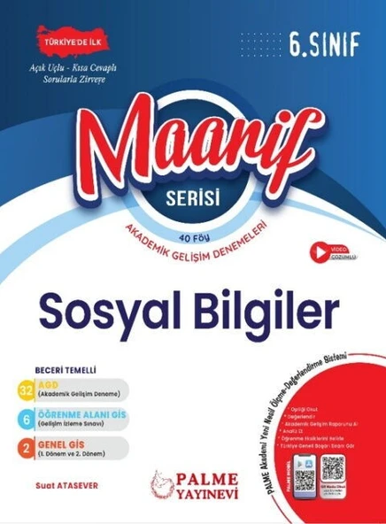6. Sınıf Maarif Serisi Sosyal Bilgiler Haftalık Deneme Palme Yayınları ürün görseli 1