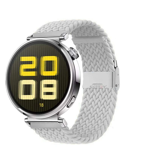 Sneezy Huawei Watch GT5 41mm İle Uyumlu Metal Klips Solo Fiberlink Kumaş Örgü Kordon  Gri ürün görseli 1