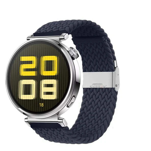 Sneezy Huawei Watch GT5 41mm İle Uyumlu Metal Klips Solo Fiberlink Kumaş Örgü Kordon  Lacivert ürün görseli 1