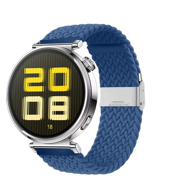 Sneezy Huawei Watch GT5 41mm İle Uyumlu Metal Klips Solo Fiberlink Kumaş Örgü Kordon  Mavi ürün görseli 1