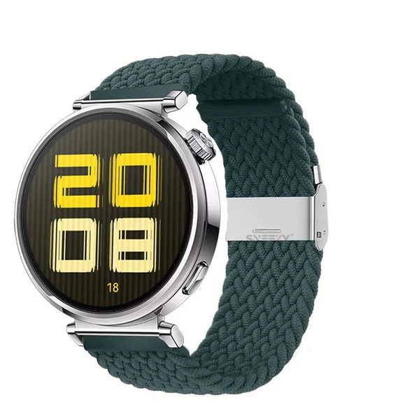 Sneezy Huawei Watch GT5 41mm İle Uyumlu Metal Klips Solo Fiberlink Kumaş Örgü Kordon  Petrol ürün görseli 1