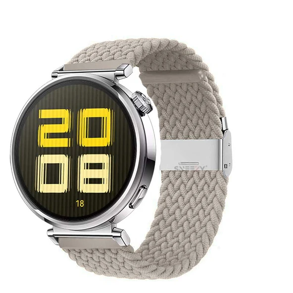 Sneezy Huawei Watch GT5 41mm İle Uyumlu Metal Klips Solo Fiberlink Kumaş Örgü Kordon  Starlight ürün görseli 1