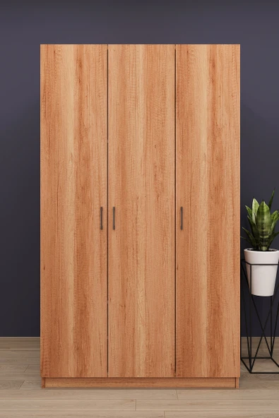 Lüks 3 Kapaklı Gardırop %100 MDF Askılı Çok Amaçlı Düzenleyici Elbise Dolabı G01  218 cm Petra ürün görseli 1