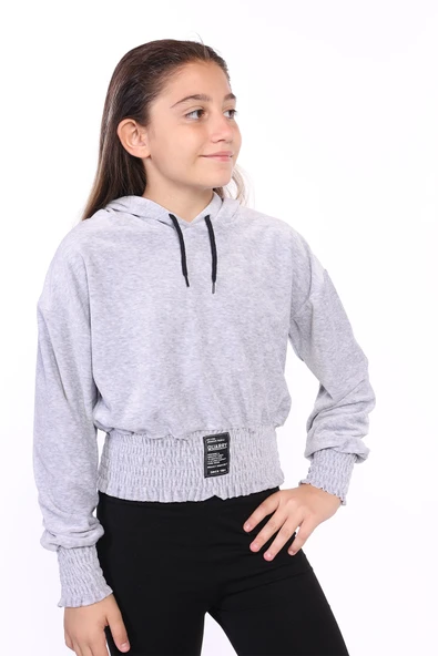 Toontoy Kız Çocuk Kapüşonlu Kadife Sweatshirt ürün görseli 1