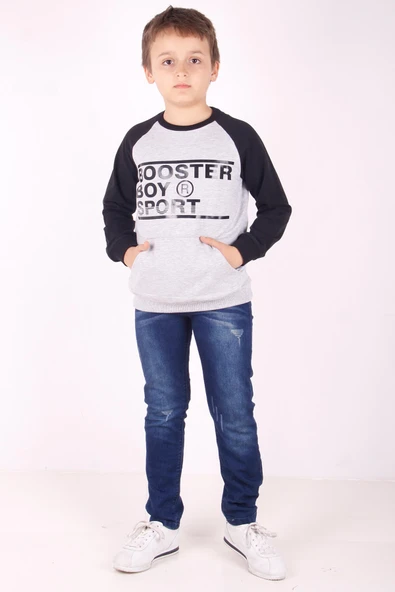 Toontoy Erkek Çocuk Reglan Kol Detaylı Cepli Sweatshirt ürün görseli 1