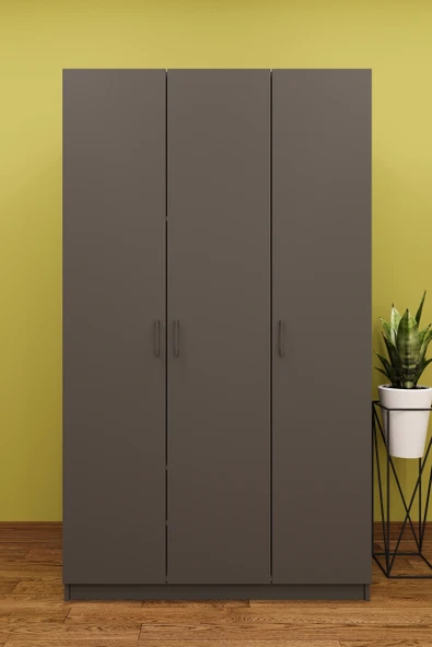 Lüks 3 Kapaklı Gardırop %100 MDF Askılı Çok Amaçlı Düzenleyici Elbise Dolabı G01  218 cm Antrasit ürün görseli 1