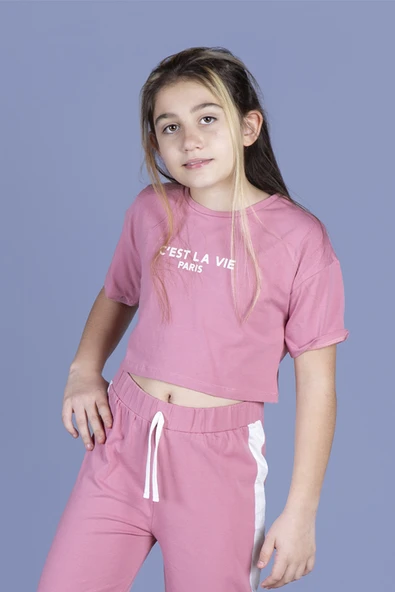 Toontoy Kız Çocuk Crop Model Tişört ürün görseli 1