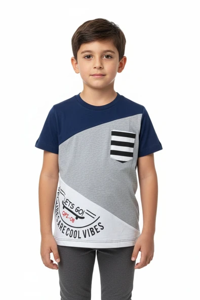 Toontoy Erkek Çocuk Garnili Cepli Tişört ürün görseli 1