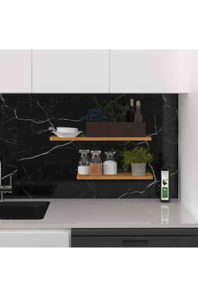 Modern 2'li Uçan Raf Çok Amaçlı Duvar Rafı Organizer %100 MDF Kitaplık Mutfak Banyo Rafı DRF01  Petra ürün görseli 1
