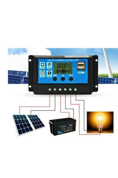 URETECH 10 Amper 12/24 Volt Solar Şarj Kontrol Cihazı / Regülatör ürün görseli 1