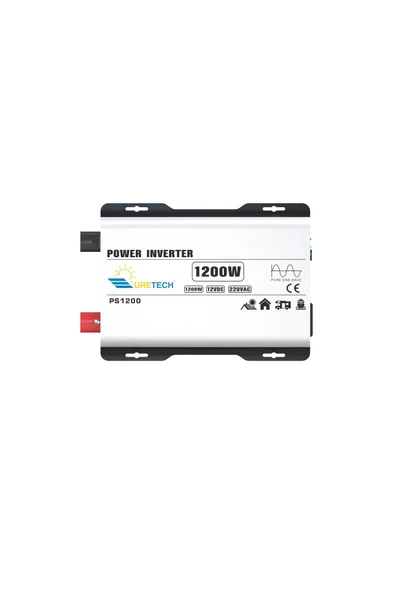 URETECH 1000 Watt 12v Tam Sinüs Inverter 1200 W 12v-220v Invertör ürün görseli 1