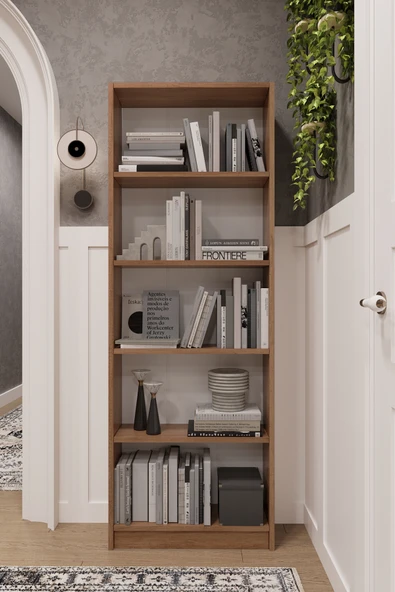 Modern 5 Raflı Ev Ofis Kütüphane Kitaplık %100 MDF Dekoratif Kitaplık K002  Petra ürün görseli 1