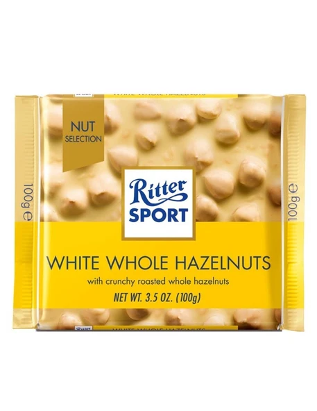 Ritter Sport White Whole Hazelnuts Bütün Fındıklı ve Çıtır Pirinçli Beyaz Çikolata 100 g ürün görseli 1