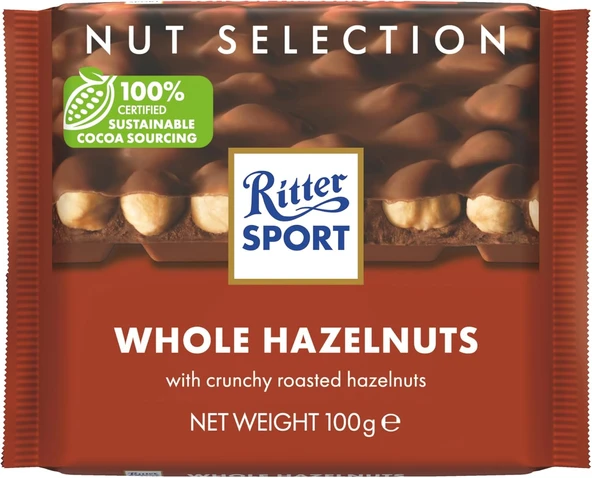 Ritter Sport Whole Hazelnuts Bütün Fındıklı Sütlü Çikolata 100 g ürün görseli 1
