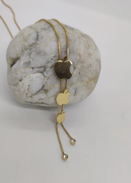 Elma Figürlü Çelik Kolye ürün görseli 1