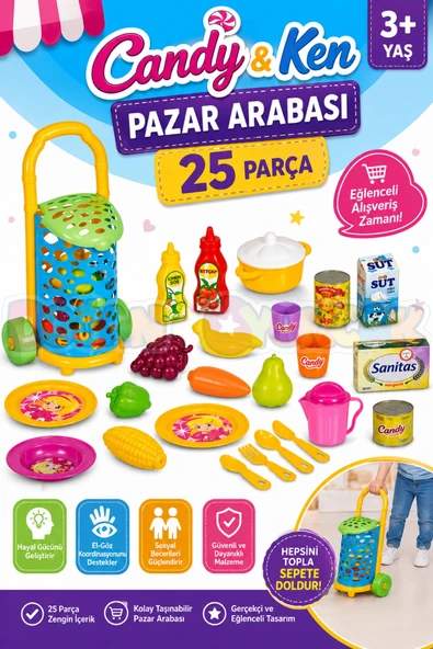 Candy & Ken Pazar Arabası - Mutfak Setleri - Ev Oyuncak Setleri ürün görseli 1