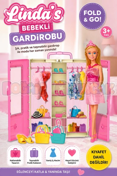 Linda'nın Bebekli Gardırobu - Barbie Dolap - Barbie Giysi Dolabı - Barbie Gardırop - Gardrop ürün görseli 1