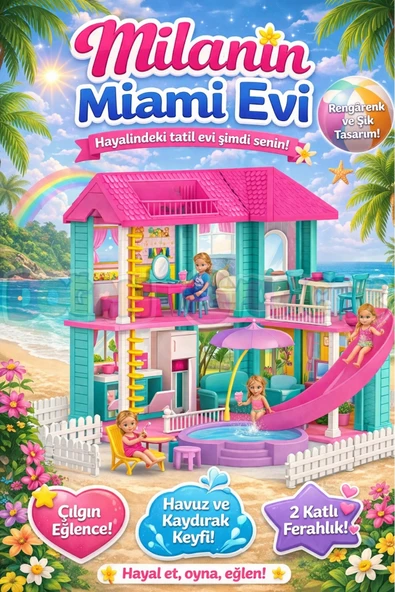 Mila'nın Miami Evi - Ev Oyuncak - Milanın Miami Ev Seti - Barbie Ev Seti - Rüya Evi - Oyun Evi ürün görseli 1