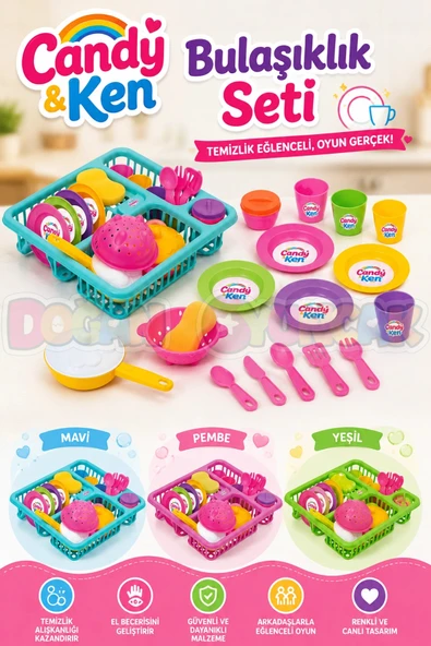 Candy & Ken Bulaşıklık Set - Mutfak Setleri - Ev Oyuncak Setleri - Bulaşık Seti ürün görseli 1