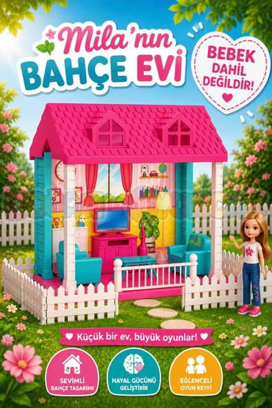Mila'nın Bahçe Evi - Ev Oyuncak - Milanın Bahçe Ev Seti - Barbie Ev Seti - Rüya Evi - Oyun Evi ürün görseli 1