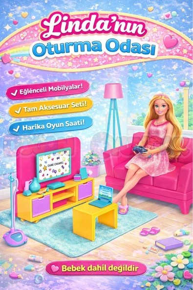 Linda'nın Oturma Odası - Oturma Odası Oyuncak - Oturma Odası Seti - Barbie Oturma Odası ürün görseli 1