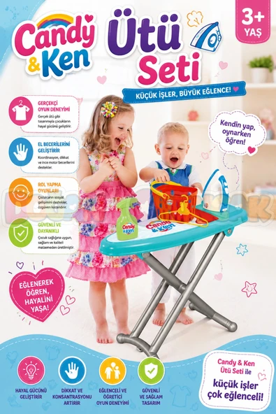 Candy & Ken Ütü Seti - Ev Eşyaları Seti - Ev Oyuncakları Seti ürün görseli 1