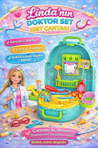 Linda'nın Doktor Set Sırt Çantası - Doktor Setleri - Doktor Oyuncak Seti - Doktor Gereçleri ürün görseli 1
